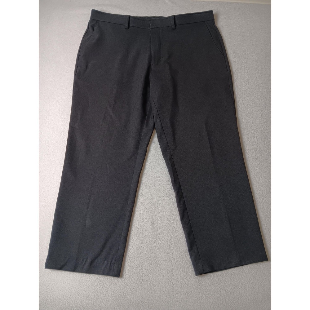 Haggar Dress‎ Pants Mens 38x29 Gray Flat Front Straight Fit Stretch Business